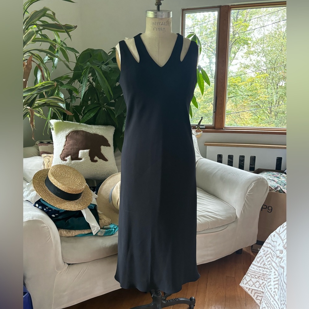 Vintage 1990’s JONES NEW YORK DRESS black crepe long evening dress- size 8!